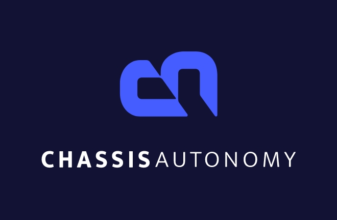 Chassis Autonomy logo blue on dark blue